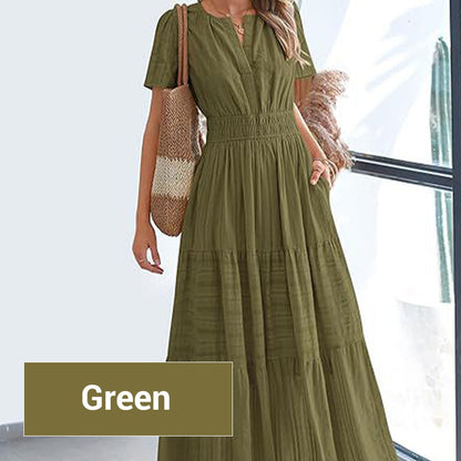 💕HOT SALE 67% OFF💕Women's Boho Chic Smocked Waist Maxi Dress