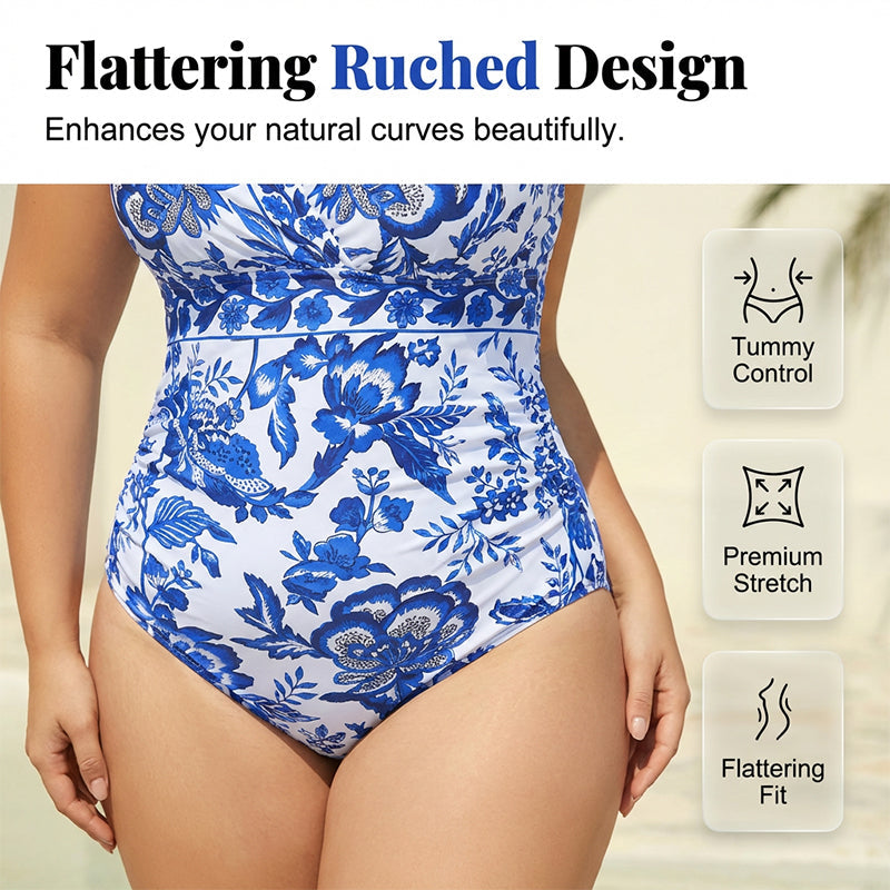 👙Last Day Promotion🌴Plus Size Halter Bikini Set with Swim Skirt
