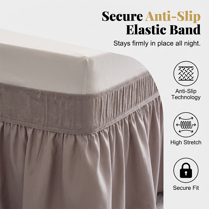 Effortless Setup Elastic Bed Skirt