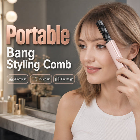 Cordless Mini Heated Hair Straightener Brush Portable Rechargeable Hair Styling Comb for Bangs and Volumizing