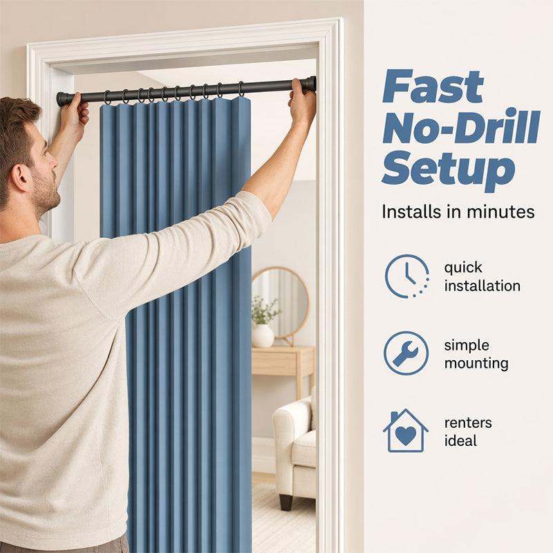 ⏰🔥LIMITED TIME 50% OFF! ⭐No-Drill Magnetic Accordion Door Curtain