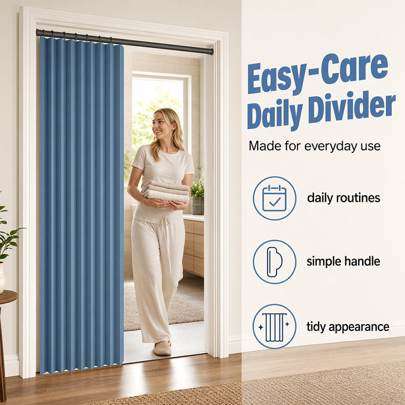 ⏰🔥LIMITED TIME 50% OFF! ⭐No-Drill Magnetic Accordion Door Curtain