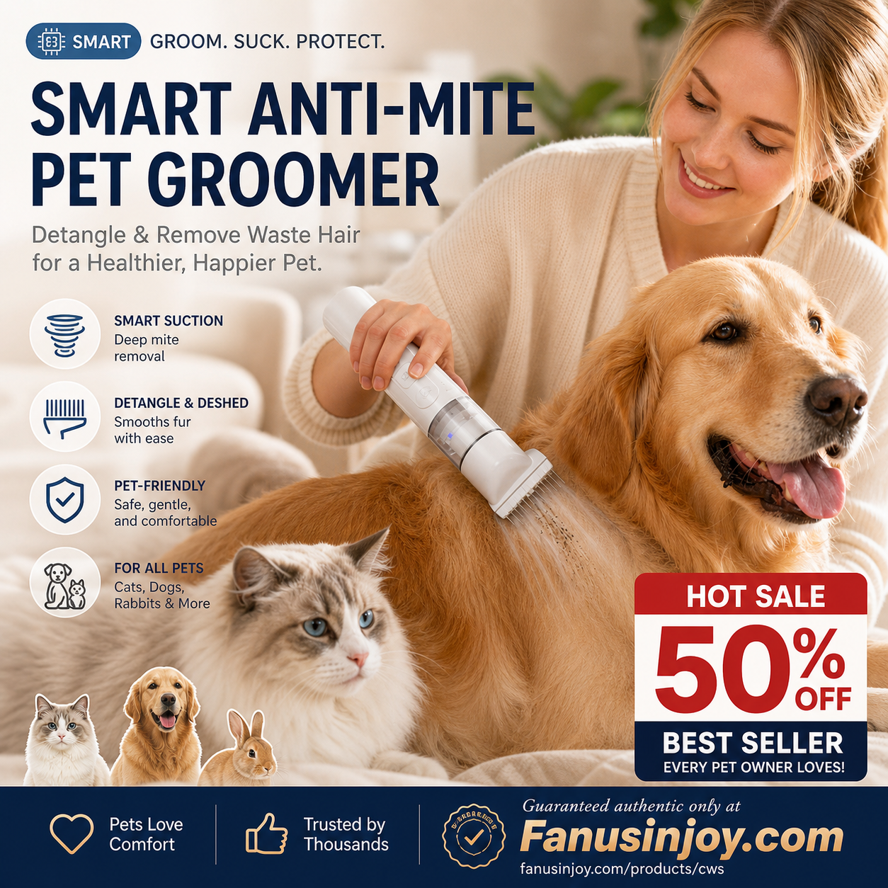 ✨️Surprise 60% off！🐈Electric Pet Grooming Comb🐕Keep your furry friends away from mites, fleas and tangled fur！